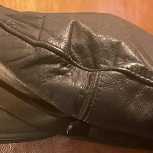 1990s Black Leather Harley Davidson Motorcycle Cap Leather Band - Picture 4 of 9